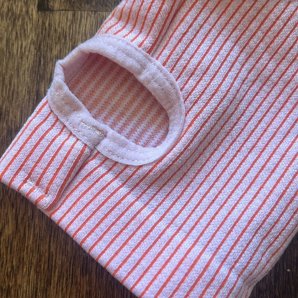 NWOT Gorgeous Pink and Orange Waffle Print Outfit crop top stripped contrast - Picture 8 of 8